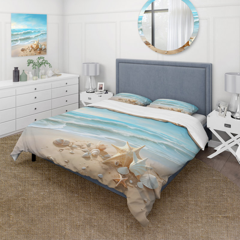 Ensemble de housse de couette Seashells By The Seashore - Paysages - Microfibre de polyester