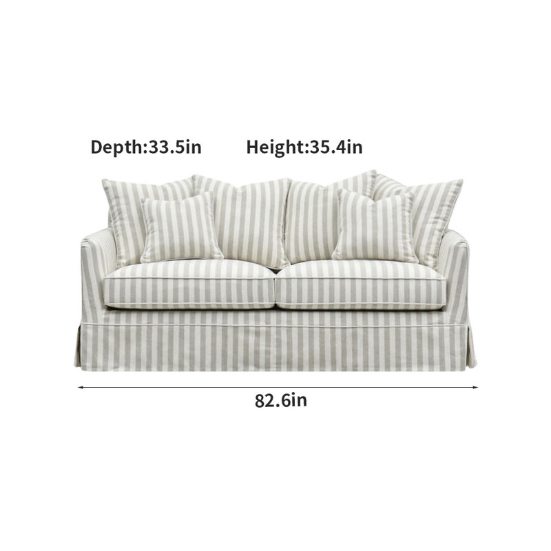 Modern Simple Striped Sofa Upholstered 82.6'' Sofa