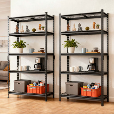 Étagère robuste en acier 2 pièces à 2 niveaux, 2 pièces, idéale pour le rangement de garage et de remise avec assemblage sans boulon