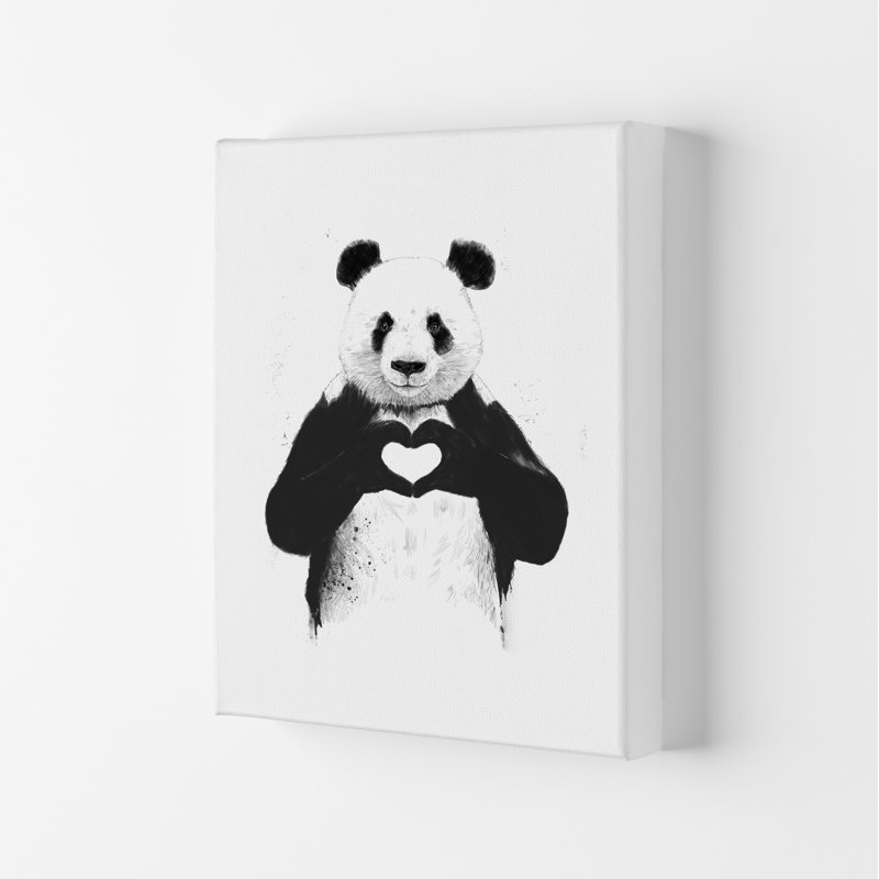 All You Need Is Love Panda by Mercedes Lopes Charro - Print, 42cm H x 29.7cm W x 4cm D, Wrapped Canvas