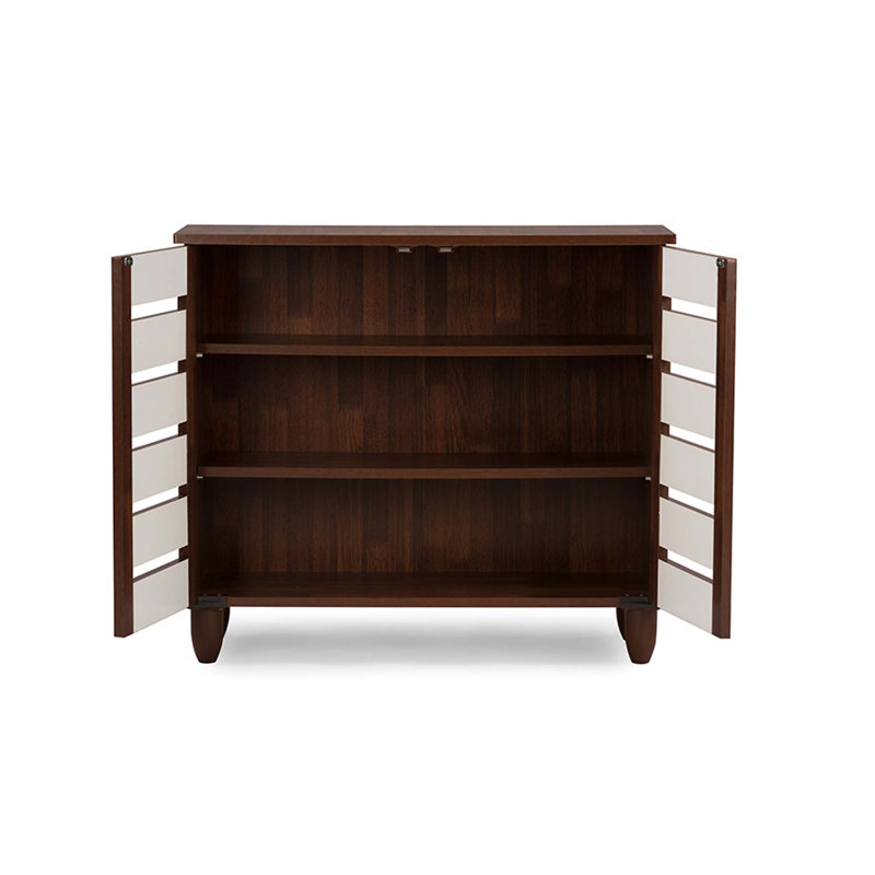 Adamstown 9 Pair Shoe Storage Cabinet, White/Brown