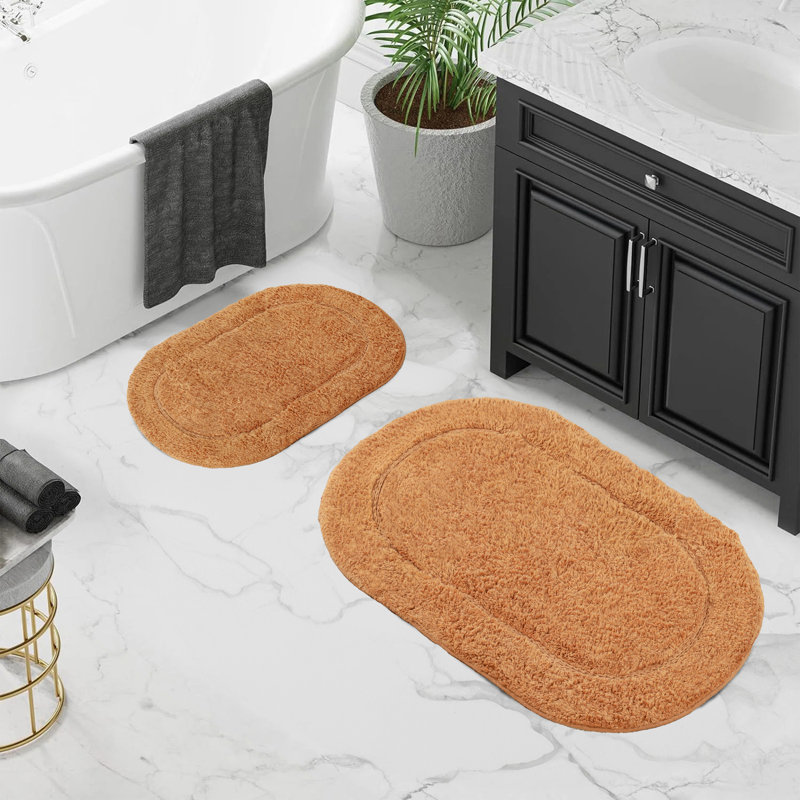 Ensemble de tapis de salle de bain 2 pièces Sandcliff, Brun, ovale