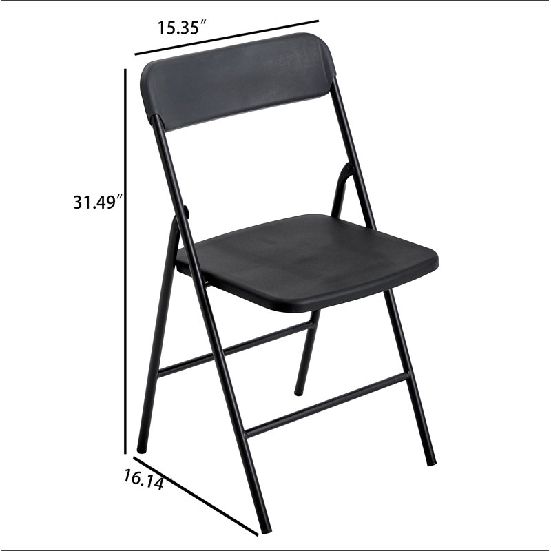 Ensemble de 4 chaises pliantes avec coussin en PP pour l'extérieur, Noir, Black