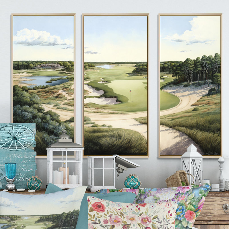 «Golf Course in The Summer», reproduction sur toile 3 pièces, H 32 po x l 48 po, Toile tendue, Sans cadre