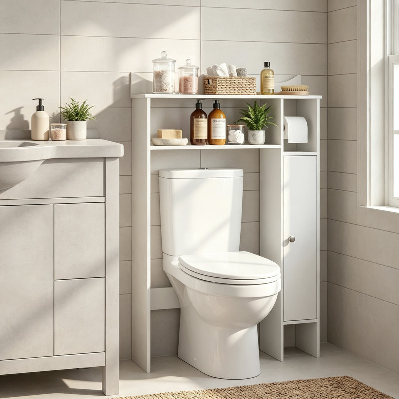 MDF Freestanding Over The Toilet Storage, White