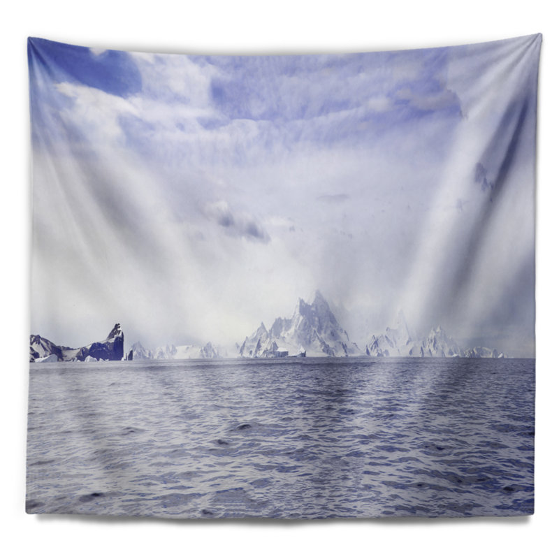 Tapisserie paysage marin mer de l'Antarctique avec Icebergs, H 50 po x l 60 po