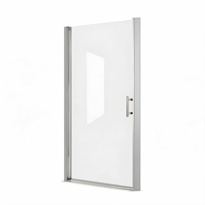 Porte de douche pivotante avec cadre en aluminium chromé de 61 cm x 183 cm, verre trempé de 6 mm et film anti-explosion