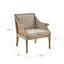 Fauteuil d'appoint avec siège et dossier rembourrés, accoudoirs cannes, l 24,25 po x P 21 po, capacité de poids de 300 lb, sangles en bois massif, coussin de 18 po, h 33,04 po