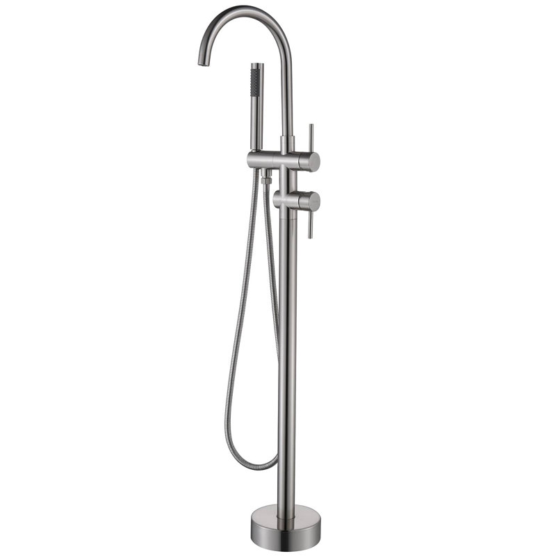 2 Handle Freestanding Tub Filler with Diverter, Brushed Nickel