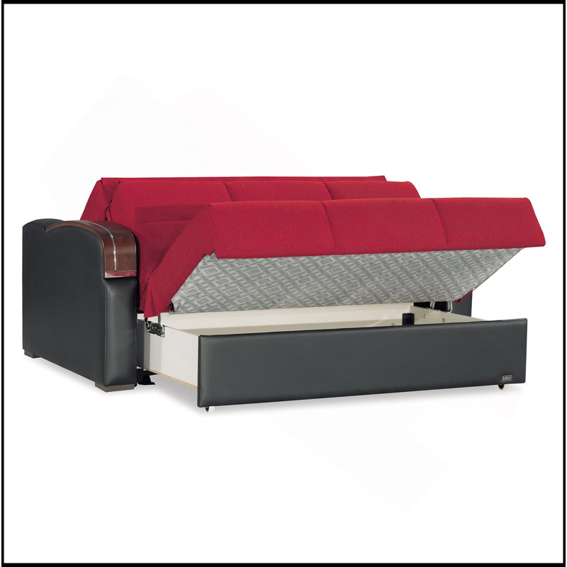 Causeuse convertible rembourrée avec rangement, rouge, Rouge