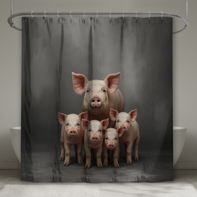 Rideaux de douche très longs Pig Family, 70in W x 72in H