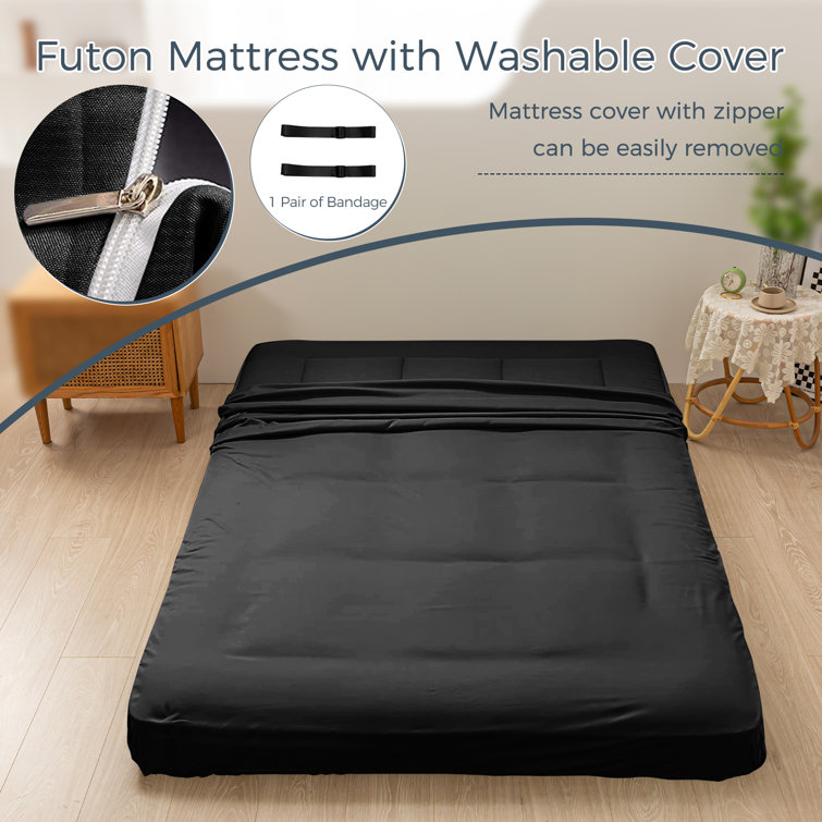 Kumari 6'' Thick Floor Futon Mattress Alwyn Home Size: Full, Color: Black