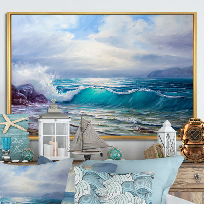 «Blue Ocean Waves Scenery», reproduction sur toile flottante