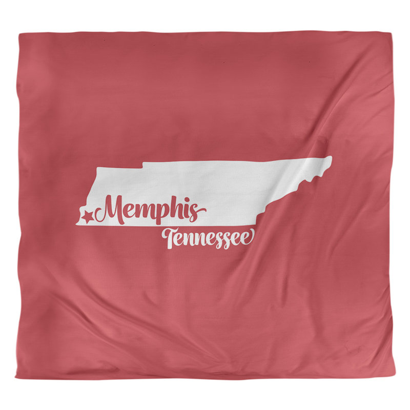 Housse de couette réversible simple Memphis Tennessee, Housse de couette pour très grand lit, Rouge, Microfibre