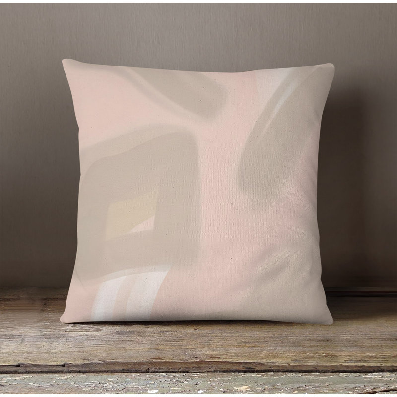 Throw Pillow With Insert, Brown/Pink Abstract 5, 18"H x 18"W