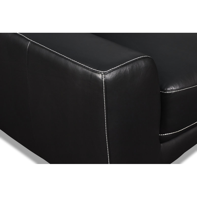 Causeuse à accoudoirs carrés en cuir véritable 62 po Canfall Ananna