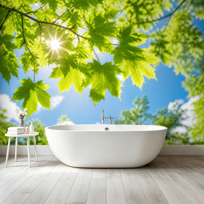 Peel and Stick Wallpaper Wall Mural Branches maple tree sunlight Wall Art Self Adhesive and Removable