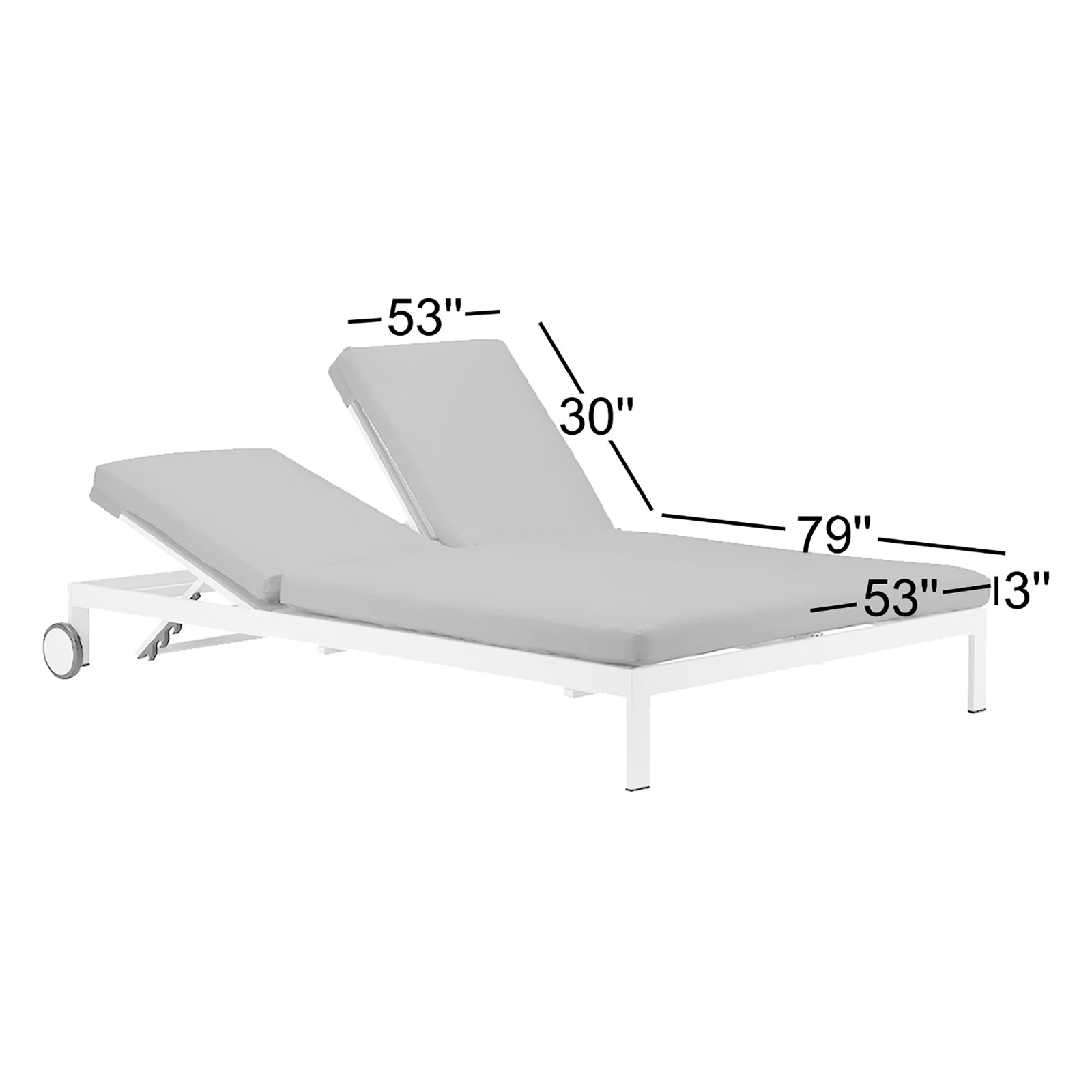 Sally 53" Seat and Back Cushion, White