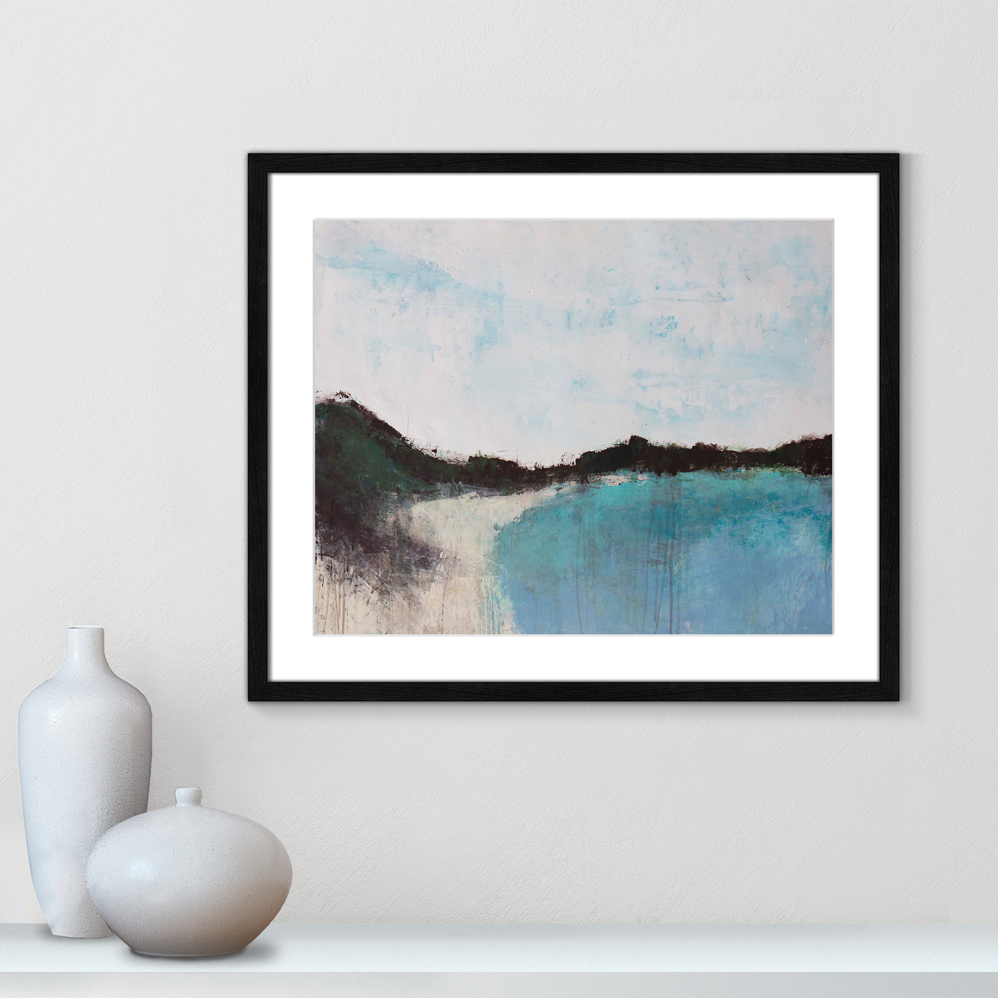 Mountainside Lakeview III by Filippo Ioco - Print, 21.5" H x 25.5" W x 0.75" D, Black Framed