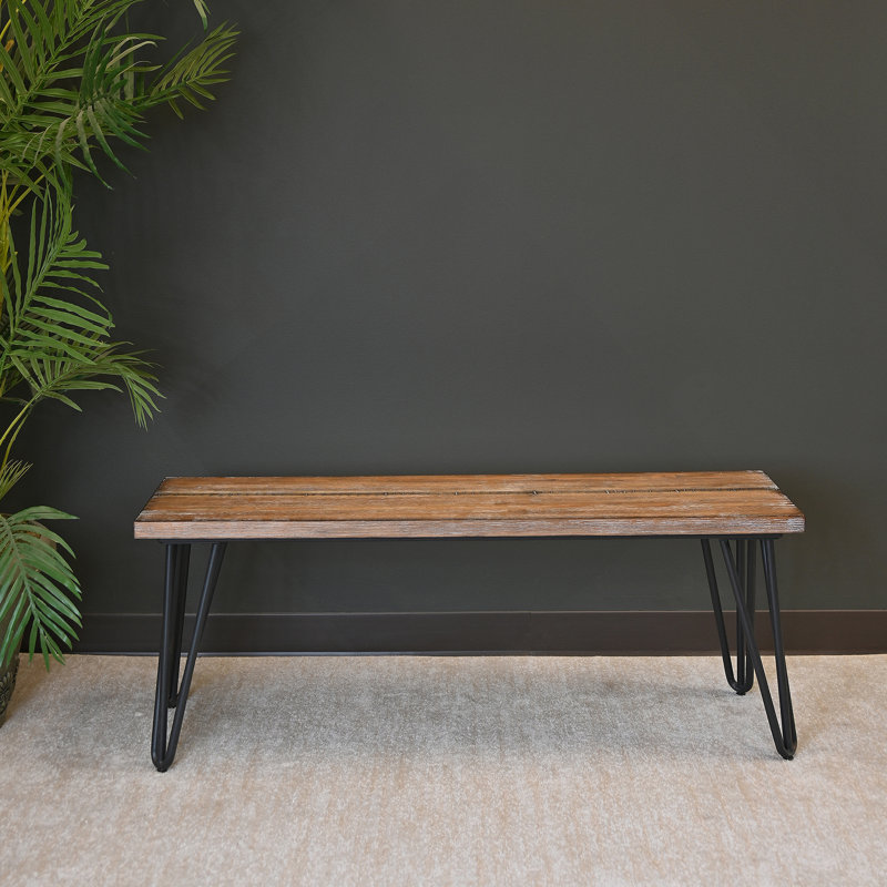 Wood Dining Bench, Rustic Dark Pine Finish