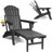 Azur Plastic Folding and Adjustable Adirondack Chair with Ottoman-1931684393