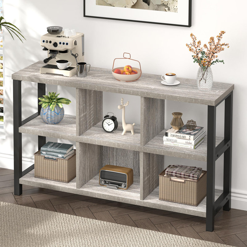 Organisateur de rangement à 6 cubes avec tablette Hulstein, gris clair, 47 pouces, Gris clair