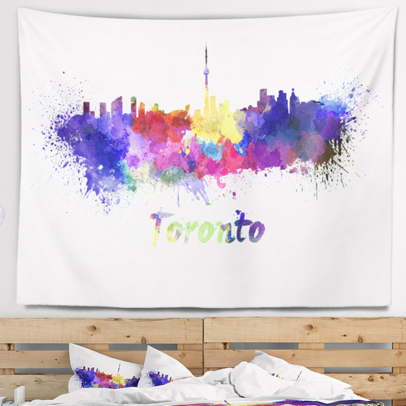 Tapisserie de toronto skyline Cityscape, H 32 po x l 39 po