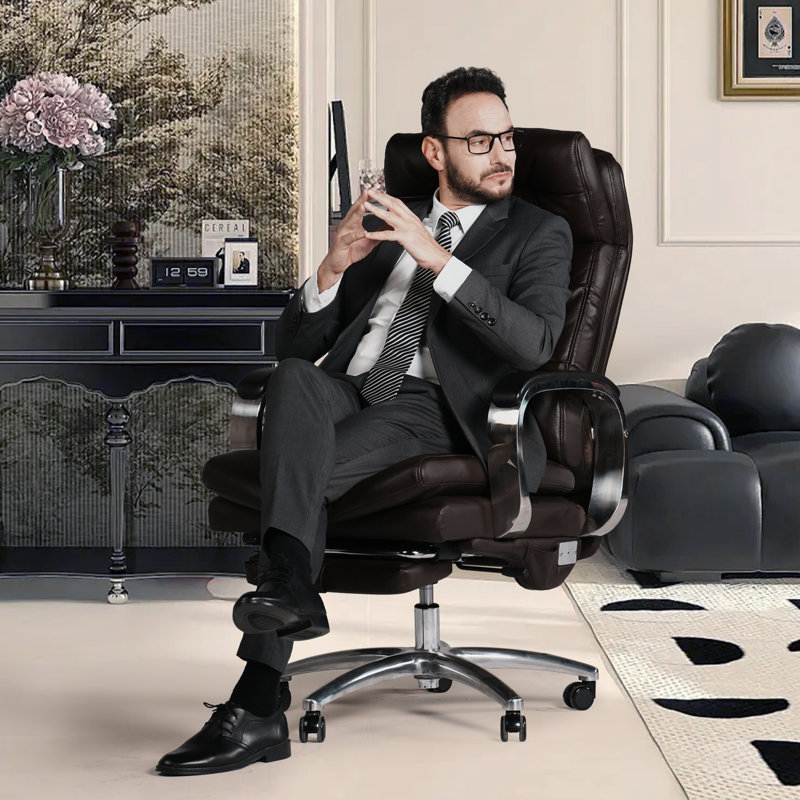 Kinnls Vane Executive Massage Chair – Genuine Leather Elegance, Built-in Footrest Feature, Perfect for High-level Management and Stress Relief