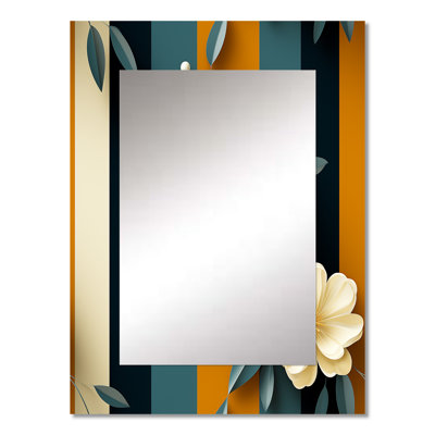 Cielo Classic Elegant Floral Striped Serenity - striped  Decorative Wall Mirror, Striped, Abstract Large Mirror, Printed Metal Art
