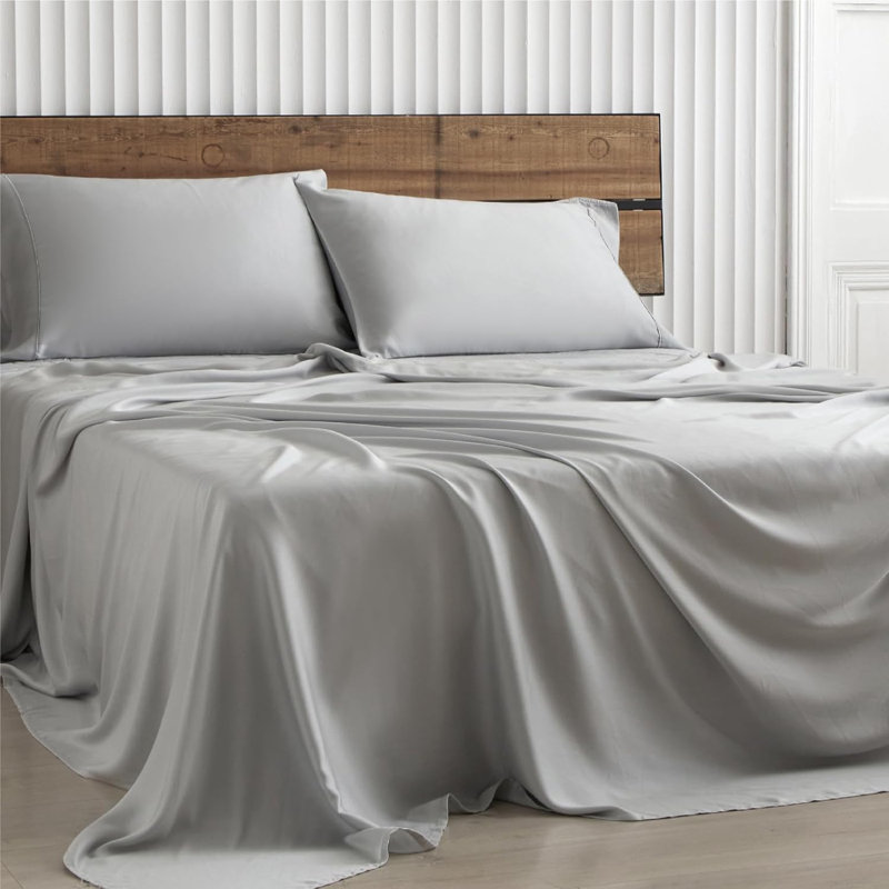 TENCEL Hand Woven Sheet Set, Gray, Full Sheet Set with 2 Pillowcases