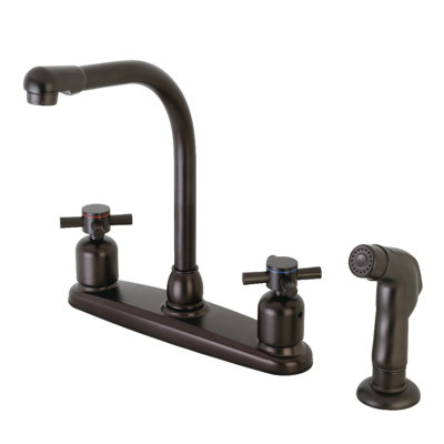 Kingston Brass Concord Two-Handle 4-Hole 8" Centerset Kitchen Faucet with Side Sprayer