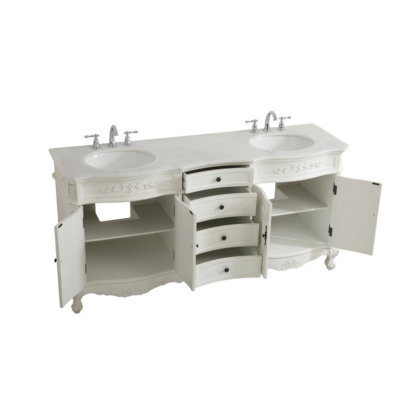 Ensemble de meuble-lavabo double 72 po Burnet, Blanc antique, Crème, Blanc