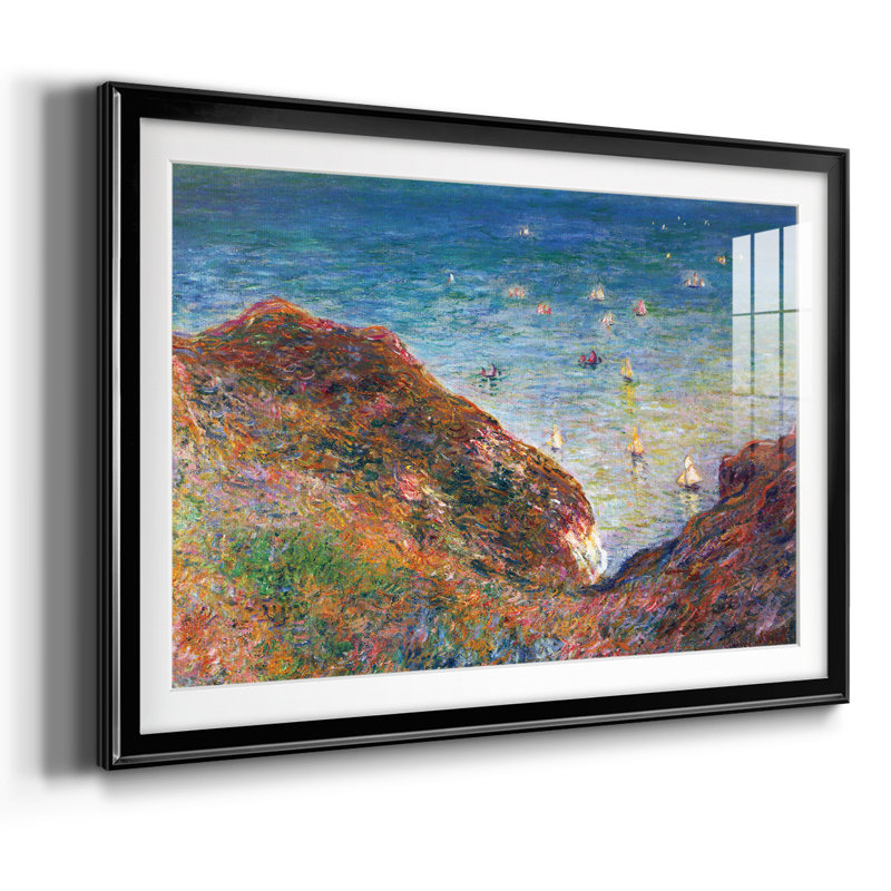 "Sur les falaises de Pour Ville", impression par beau temps sur papier par Claude Monet, Noir, H 30 po x l 44 po x P 1,5 po