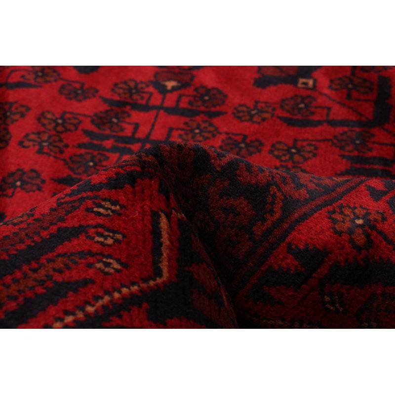 Tapis unique en laine noué à la main 5 pi 10 po x 7 pi 8 po nouvel âge Daisylynn en rouge / bleu / noir