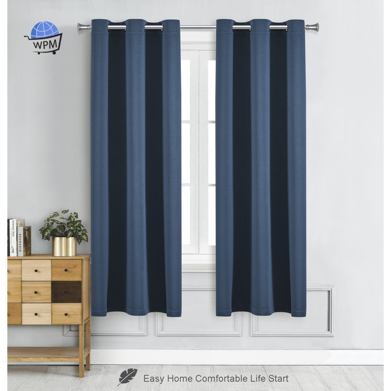Blackout Drapes Curtains / Drapes Pair, 42" W x 63" L, Navy 