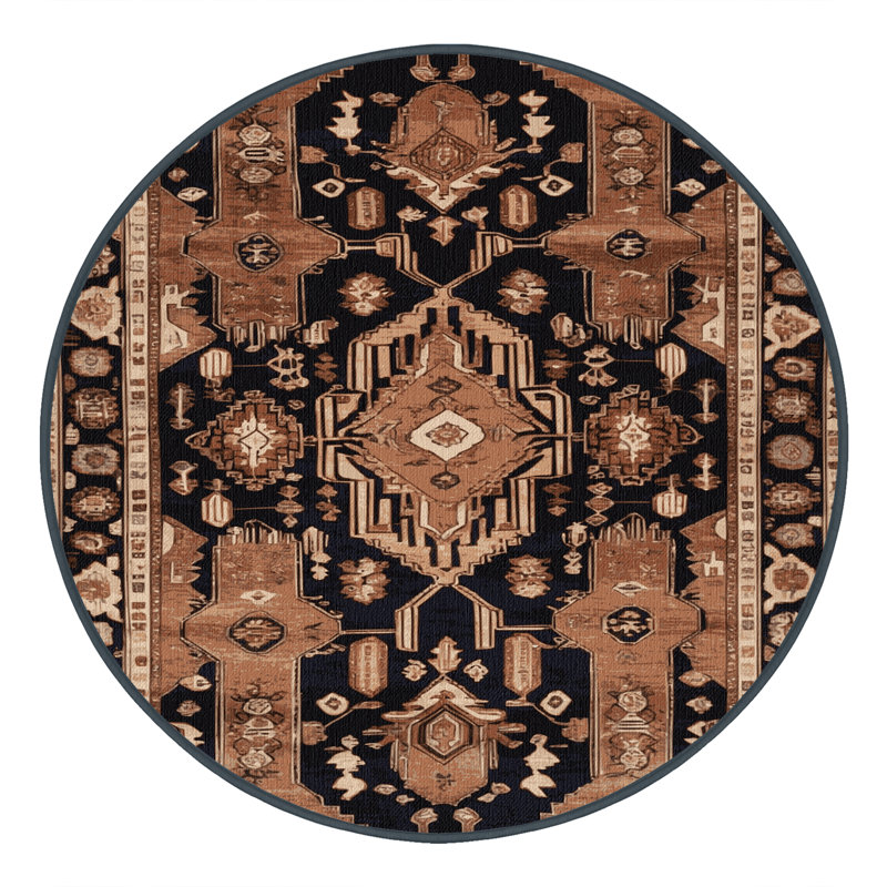 Tapis brun lavable à la machine, Rond 5 pi