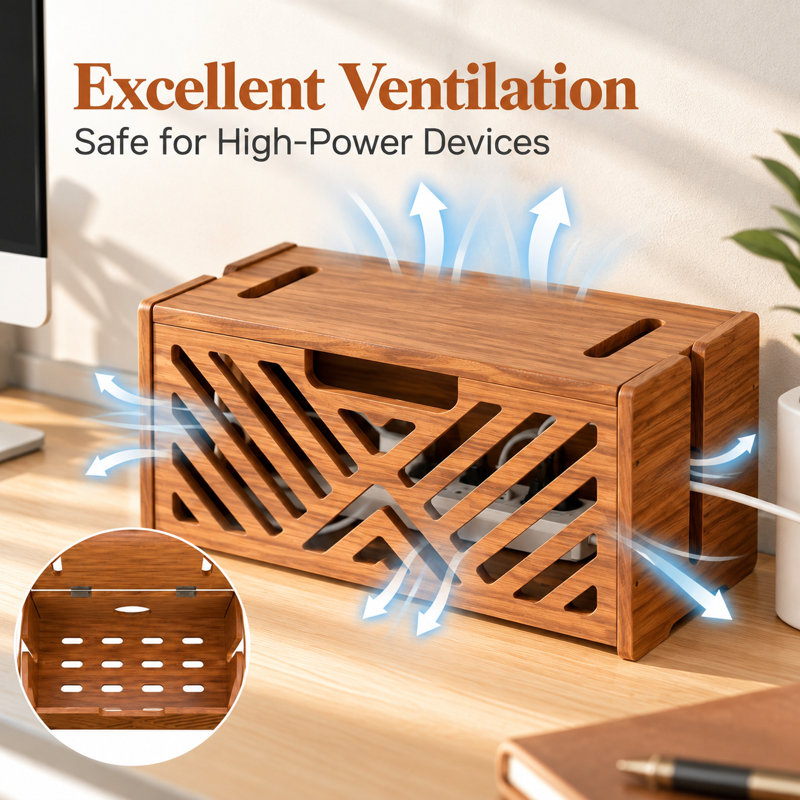 Extra Large Wooden Cable Management Box