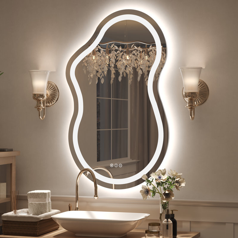 Miroir de salle de bain Molly, 40 po x 24 po, Avant et rétroéclairé
