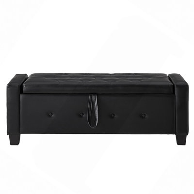 48" Ottoman Bench With Storage, Bench For Bedroom,Living Room,Hallway, Upholstered Tufted Faux Leather PU Ottoman