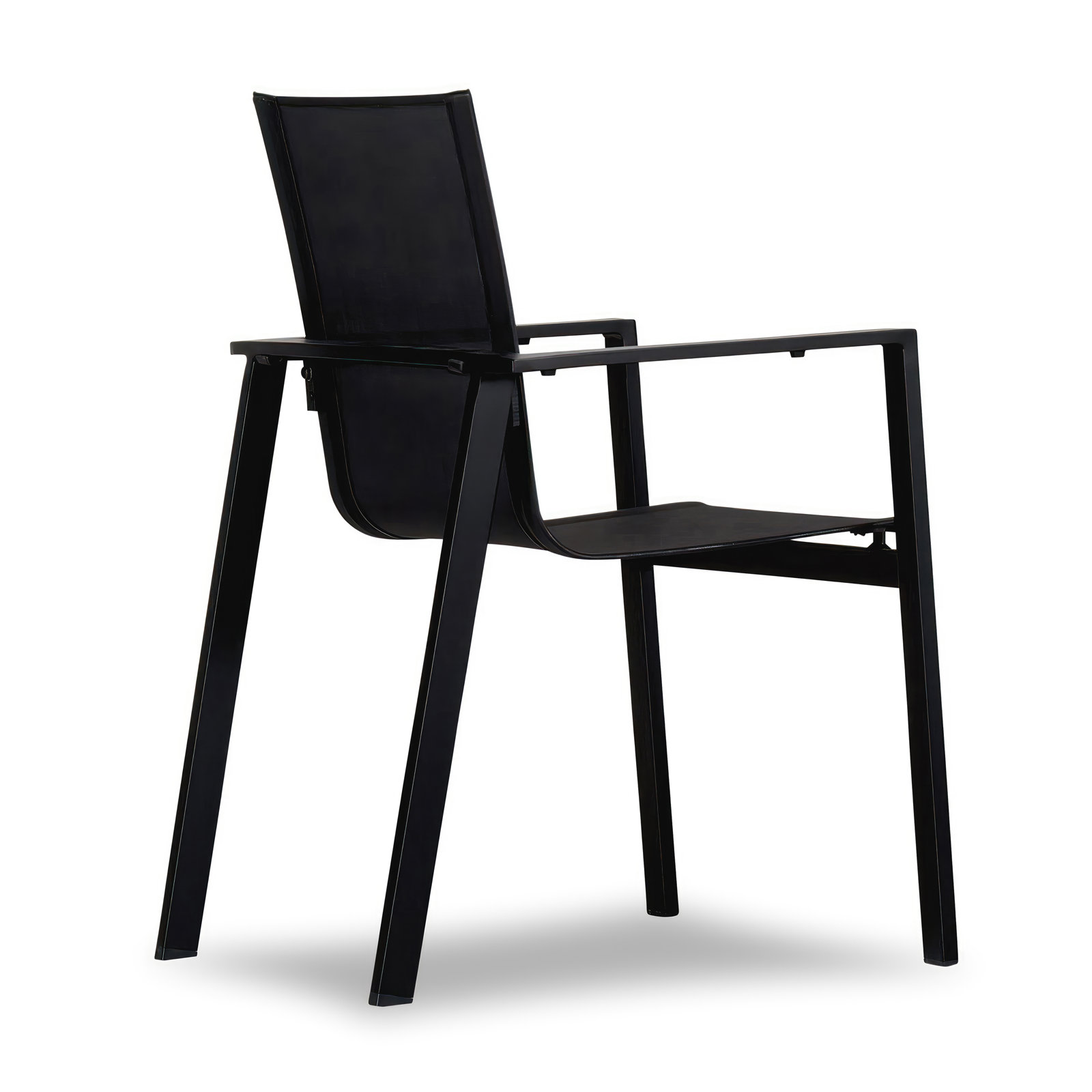Placido Premium All-Weather Wicker Outdoor Stacking Dining Armchair, Black, Black Sunbrella®