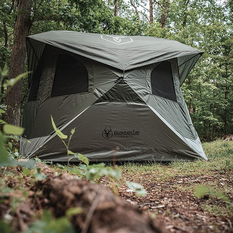 Gazelle T4 Extra Large 4 Person Family Instant Pop Up Camping Hub Tent, Gray