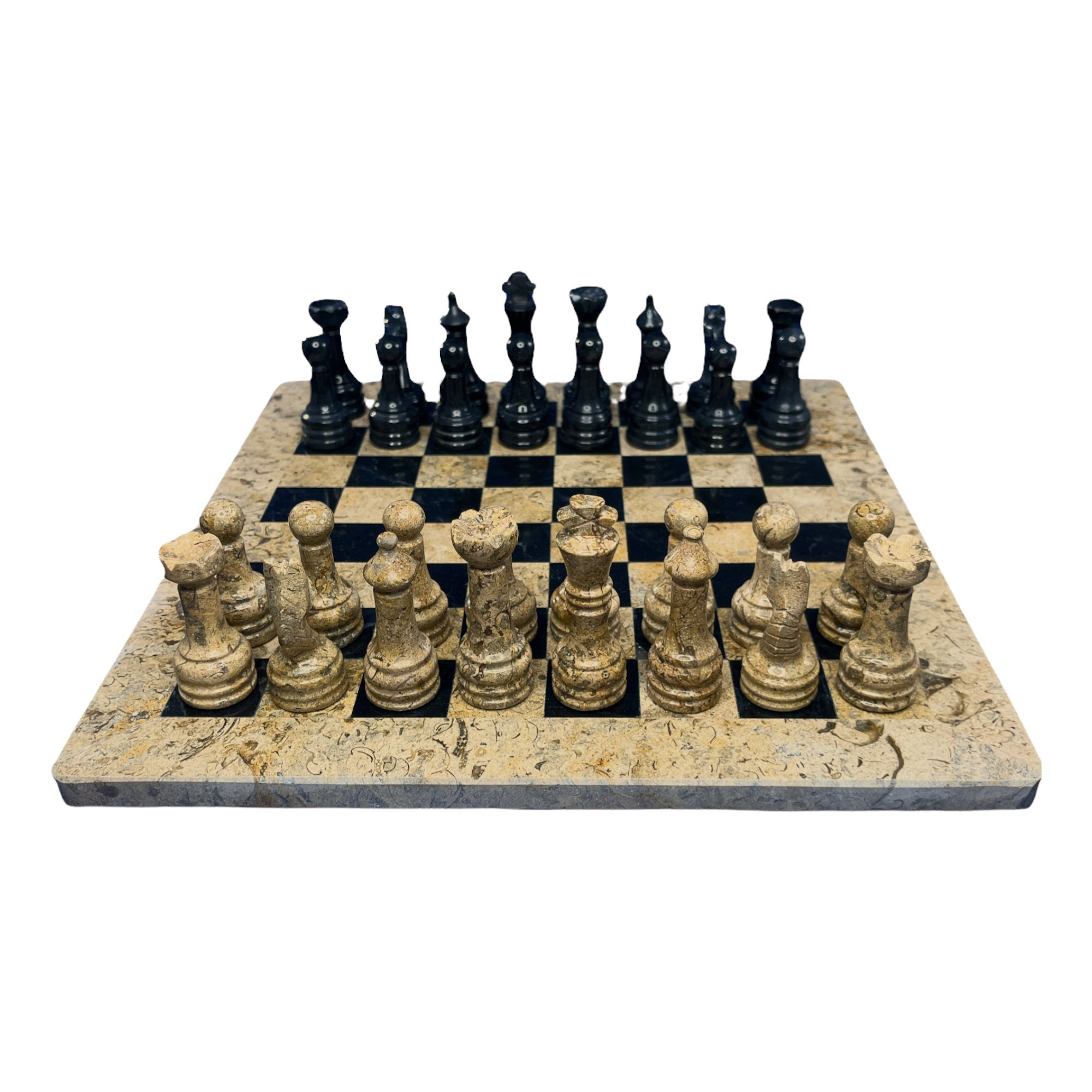 Handmade Leather Chess Board. Metal playing pieces included.