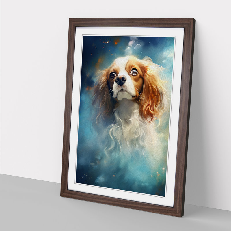 Cavalier King Charles Spaniel Conceptual - Single Picture Frame Print on Wood, Walnut Framed, 46cm H x 34cm W x 2cm D