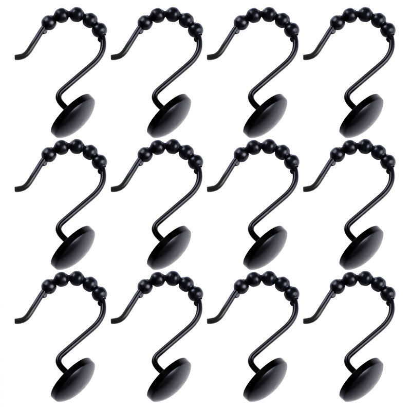 Steel Shower Curtain Hook, Black