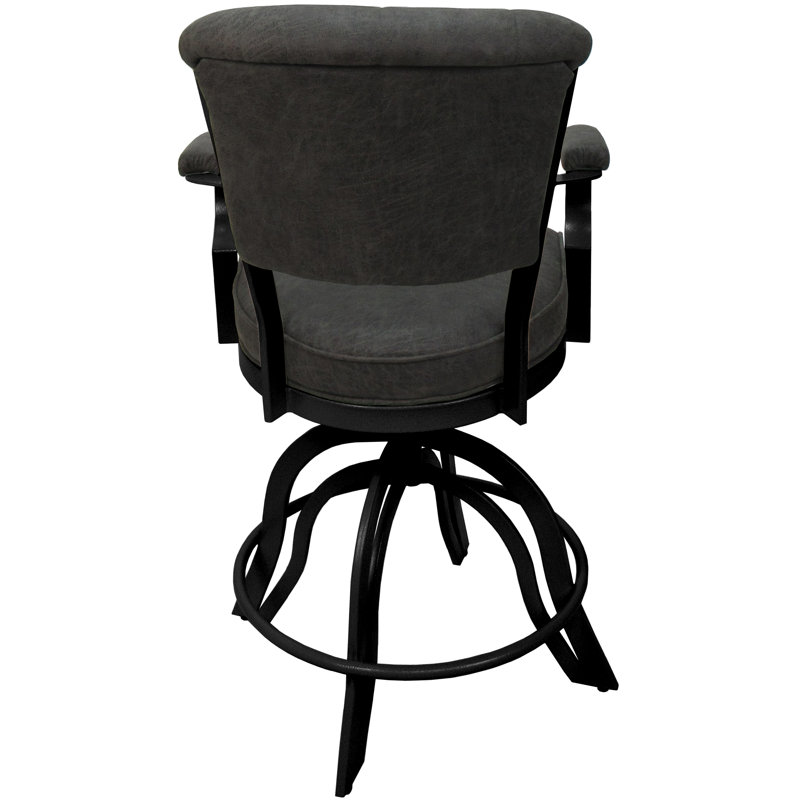 Raddie Swivel Metal Bar Stool 30" Seat, Gray, Black