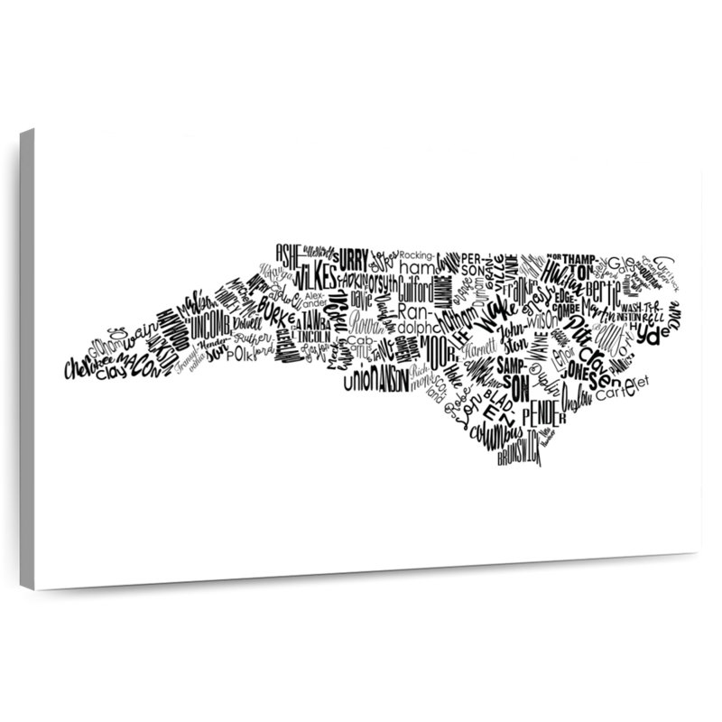 North Carolina Map Typography