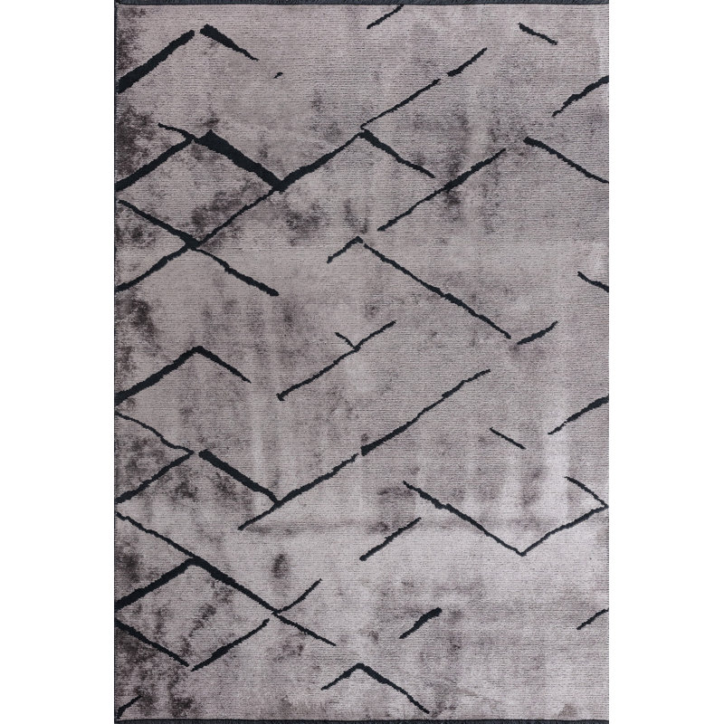 Rapture Black Gray Abstract Luxury Area Rug, Rectangle 7'10" x 11'2"