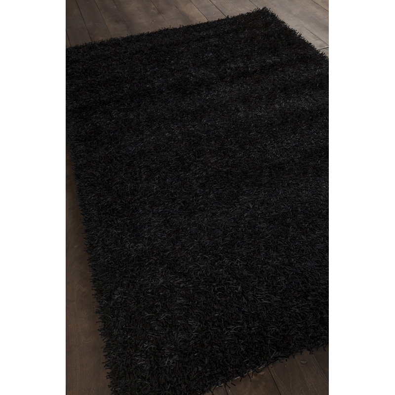Zara Hand Loomed Modern Area Rug in Black, Rectangle 5' x 7'6"