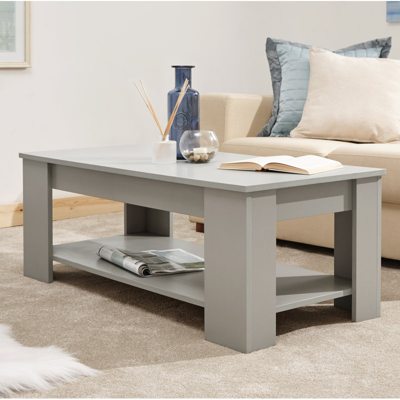 Adrianne Lift Top Four Leg Coffee Table with Storage, Grey