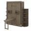 Lit escamotable rotatif avec armoire murale cachée, deux tablettes latérales à 3 niveaux, bureau convertible, supports de rangement supplémentaires, lit mural multifonctionnel peu encombrant-714665347